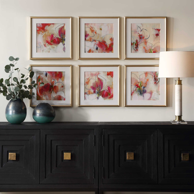 Uttermost Fresh Start Red Abstract Prints Set/6