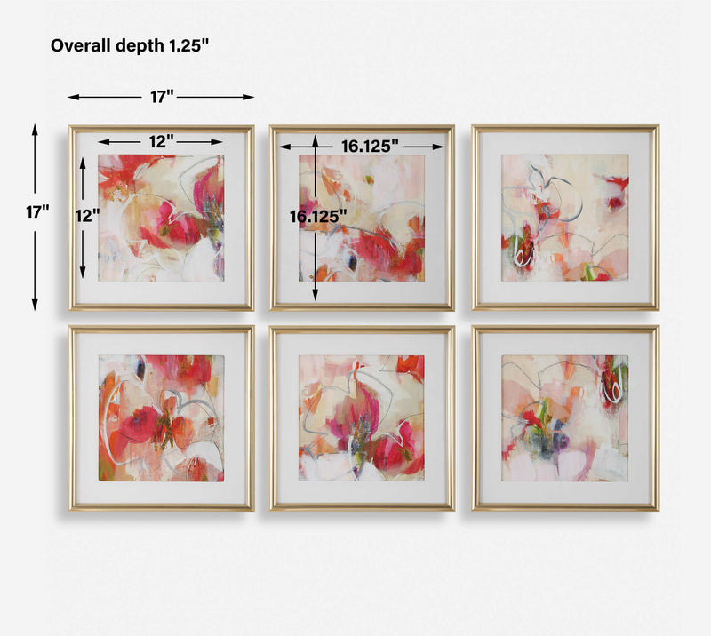 Uttermost Fresh Start Red Abstract Prints Set/6