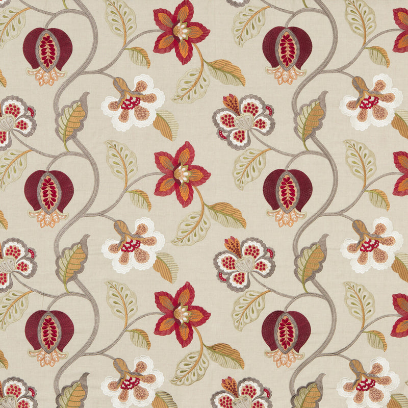 G P & J BAKER - ELVASTON- RED/IVORY - Fabric by the Yard RED/IVORY