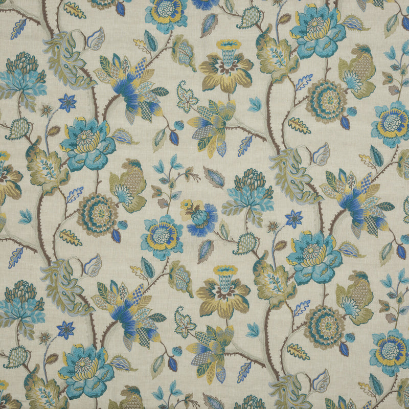 G P & J BAKER - DRYDEN- TEAL/GILT - Fabric by the Yard TEAL/GILT