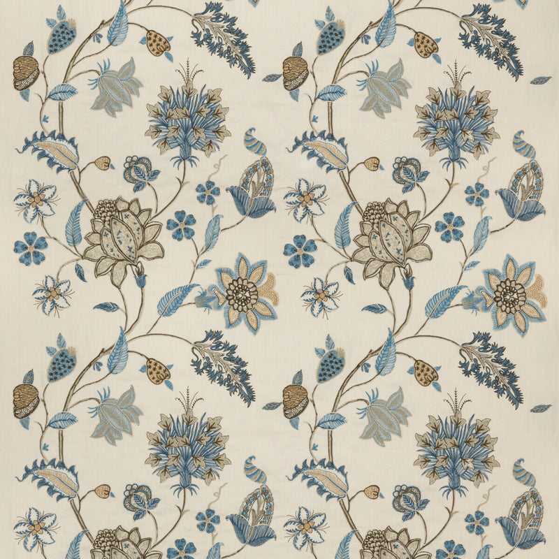 G P & J BAKER - BAKER'S INDIENNE EMBROIDERY- SOFT BLUE - Fabric by the Yard SOFT BLUE