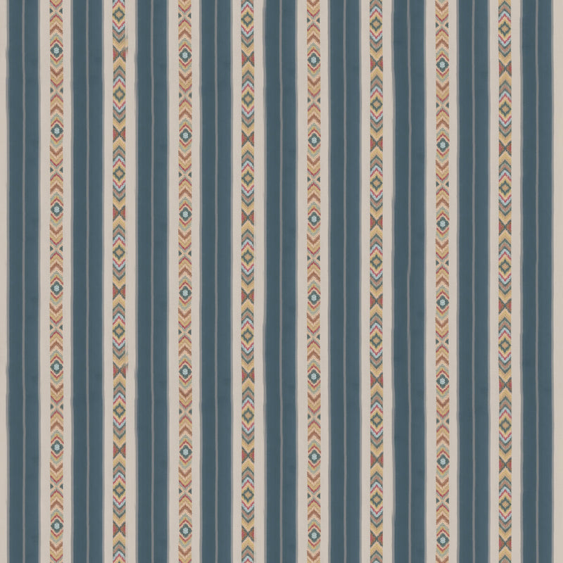 G P & J BAKER - ASHLAR STRIPE- BLUE - Fabric by the Yard BLUE