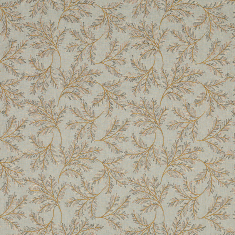 G P & J BAKER - CHELSEA FERN- AQUA/BRONZE - Fabric by the Yard AQUA/BRONZE