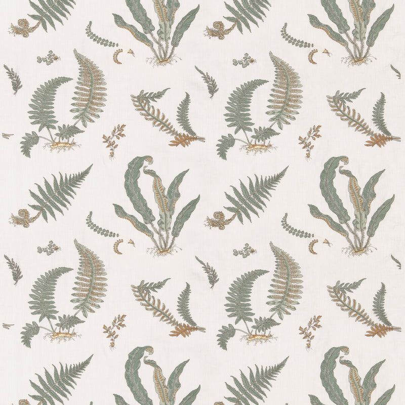 G P & J BAKER - FERNS EMBROIDERY- VERDIGRIS - Fabric by the Yard VERDIGRIS