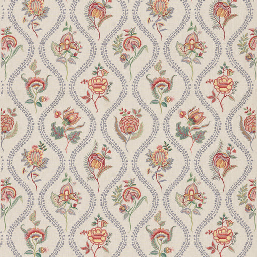 G P & J BAKER - BURFORD EMBROIDERY- BLUE/RED - Fabric by the Yard BLUE/RED