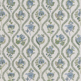 G P & J BAKER - BURFORD EMBROIDERY- BLUE/EMERALD - Fabric by the Yard