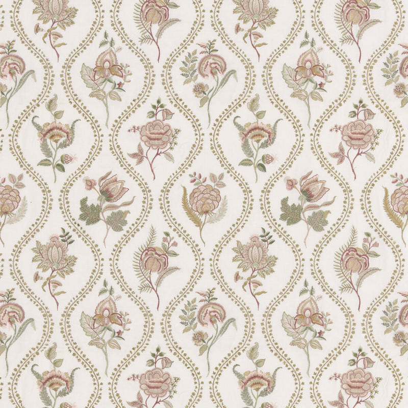 G P & J BAKER - BURFORD EMBROIDERY- ROSE/CREAM - Fabric by the Yard ROSE/CREAM