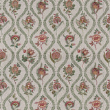 G P & J BAKER - BURFORD EMBROIDERY- EMERALD/RED - Fabric by the Yard