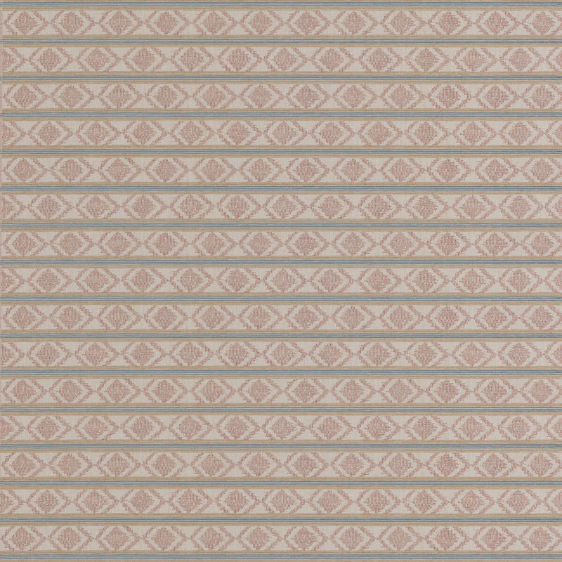 G P & J BAKER - BURFORD STRIPE- CORAL/AQUA - Fabric by the Yard CORAL/AQUA