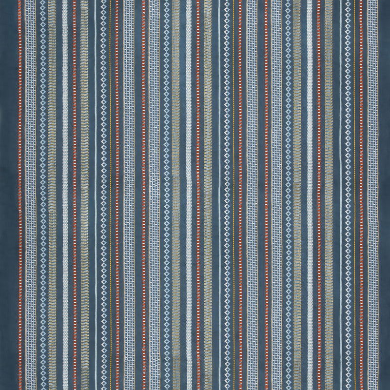 G P & J BAKER - TUDOR STRIPE- INDIGO - Fabric by the Yard INDIGO