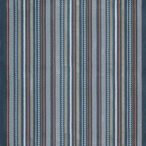G P & J BAKER - TUDOR STRIPE- INDIGO - Fabric by the Yard INDIGO