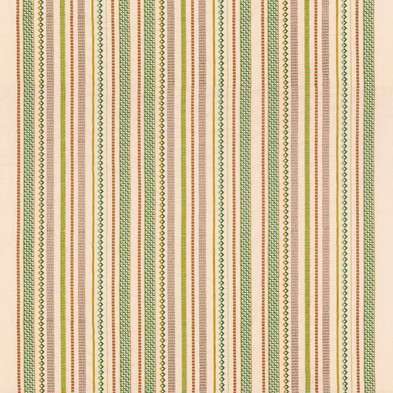 G P & J BAKER - TUDOR STRIPE- RED/GREEN - Fabric by the Yard RED/GREEN