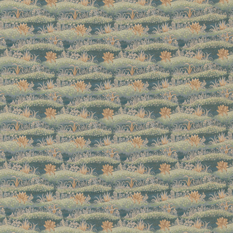 G P & J BAKER - GARDEN TAPESTRY- TEAL - Fabric by the Yard TEAL