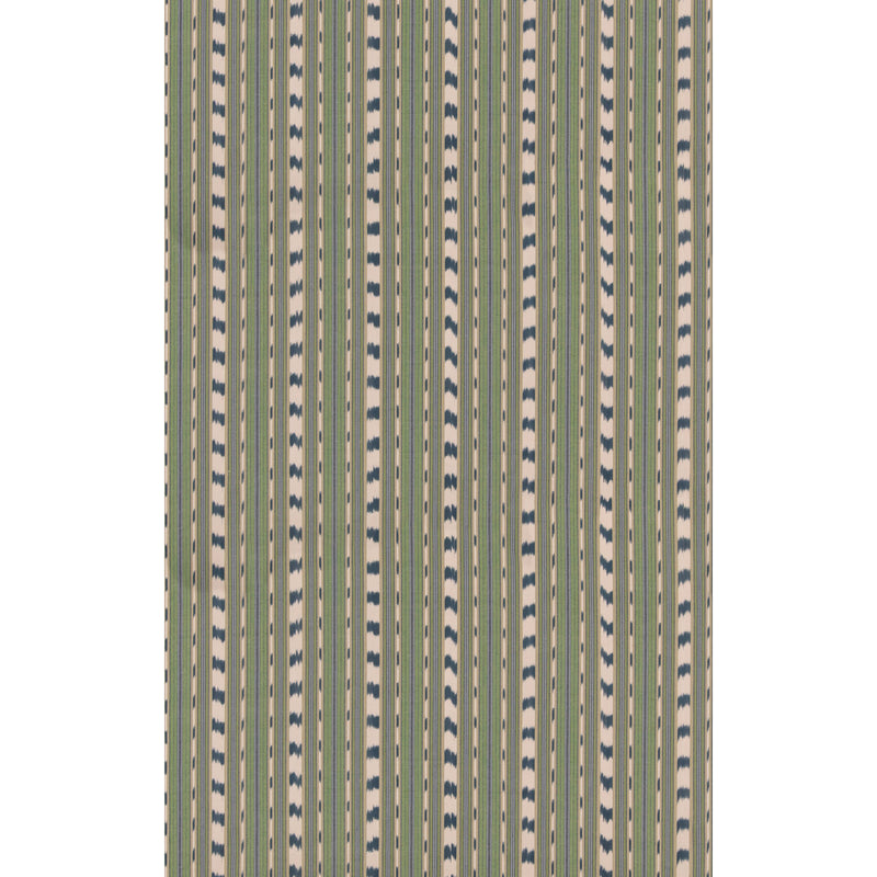 G P & J BAKER - BASIL STRIPE- GREEN/INDIGO - Fabric by the Yard GREEN/INDIGO