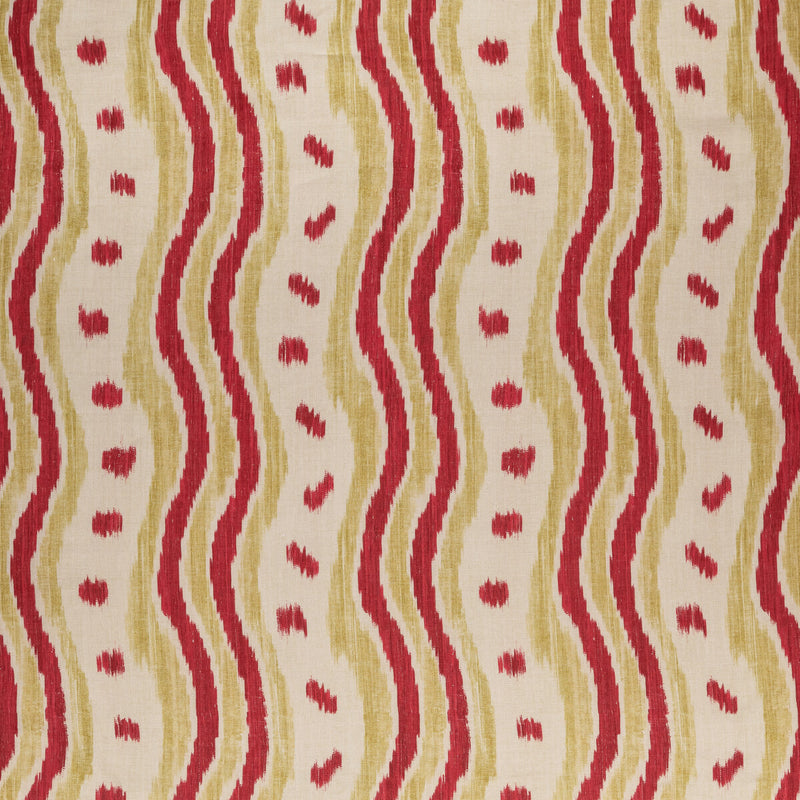 LEE JOFA - IKAT STRIPE- RED/GREEN - Fabric by the Yard RED/GREEN