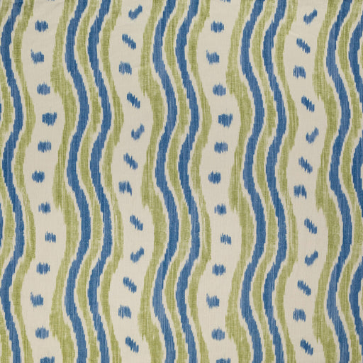 LEE JOFA - IKAT STRIPE- BLUE/LIME - Fabric by the Yard BLUE/LIME