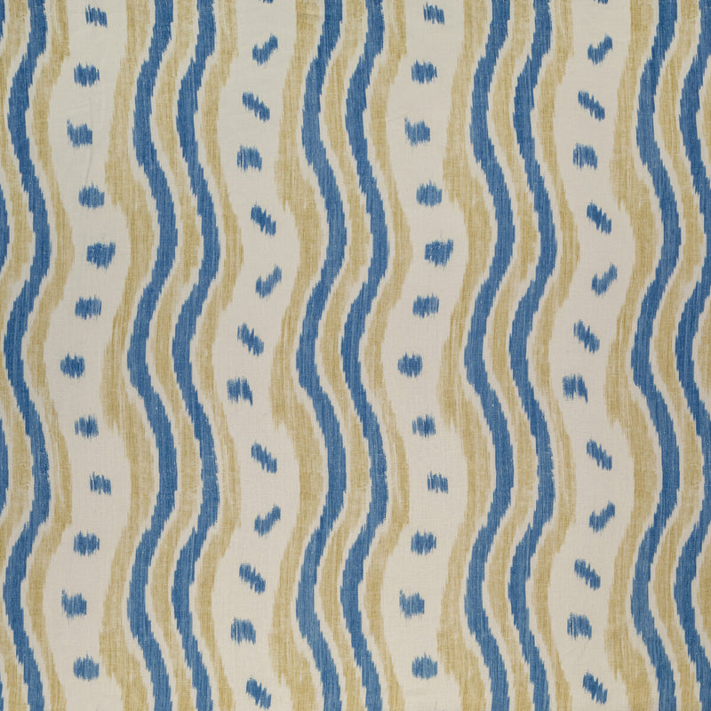 LEE JOFA - IKAT STRIPE- BLUE/YELLOW - Fabric by the Yard BLUE/YELLOW