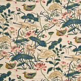 G P & J BAKER - HERON & LOTUS FLOWER- INDIGO/PINK - Fabric by the Yard
