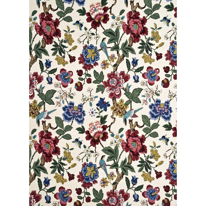 G P & J BAKER - PERSIAN POMEGRANATE- RED/INDIGO/STONE - Fabric by the Yard RED/INDIGO/STONE