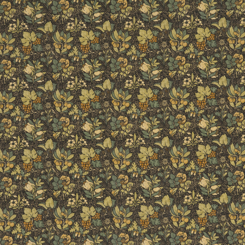 G P & J BAKER - MEADOW FRUIT- CHARCOAL/GREEN - Fabric by the Yard CHARCOAL/GREEN