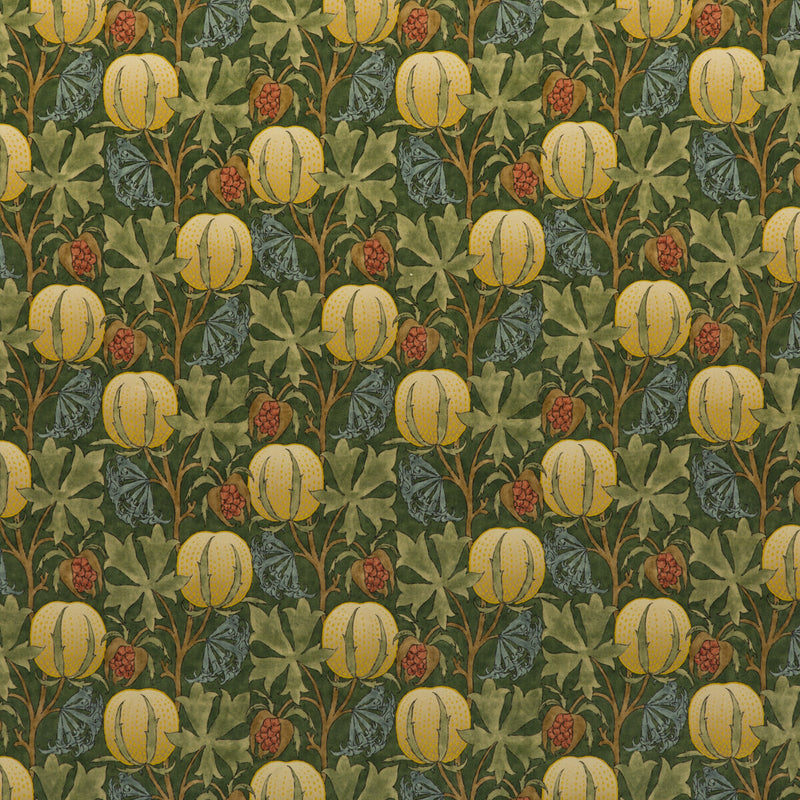 G P & J BAKER - PUMPKINS VELVET- GREEN/TERRACOTTA - Fabric by the Yard GREEN/TERRACOTTA