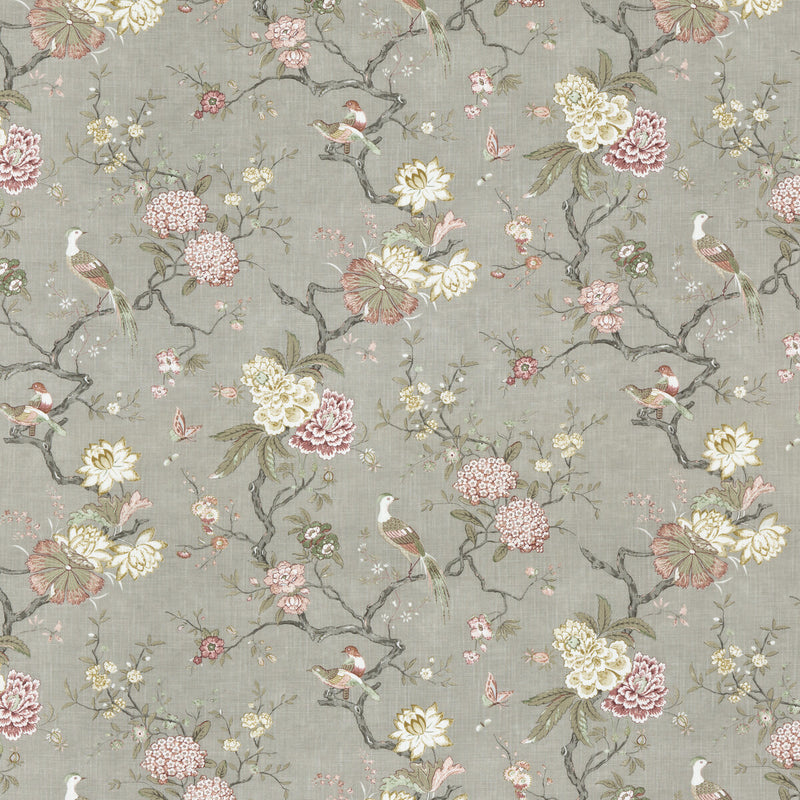 G P & J BAKER - ORIENTAL BIRD SIGNATURE- MOLE - Fabric by the Yard MOLE