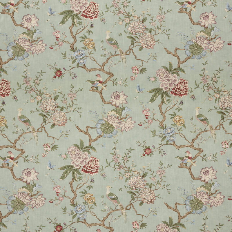 G P & J BAKER - ORIENTAL BIRD SIGNATURE- EAU DE NIL - Fabric by the Yard EAU DE NIL