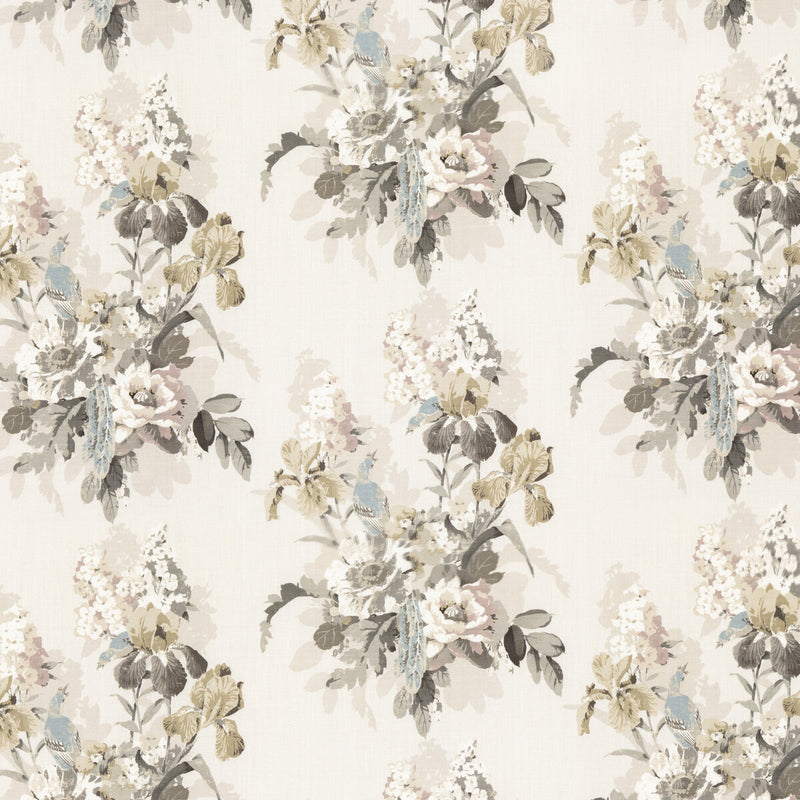 G P & J BAKER - BIRD & IRIS- IVORY/MOLE - Fabric by the Yard IVORY/MOLE