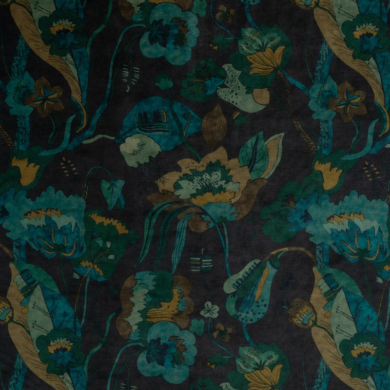 G P & J BAKER - CALIFORNIA VELVET- INDIGO/TEAL - Fabric by the Yard INDIGO/TEAL