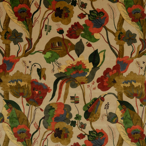 G P & J BAKER - CALIFORNIA VELVET- RED/CREAM - Fabric by the Yard RED/CREAM