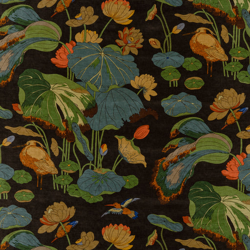G P & J BAKER - NYMPHEUS VELVET- CHARCOAL - Fabric by the Yard CHARCOAL