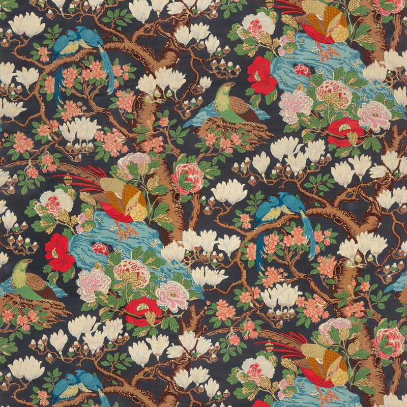 G P & J BAKER - ROCKBIRD VELVET- INDIGO - Fabric by the Yard INDIGO