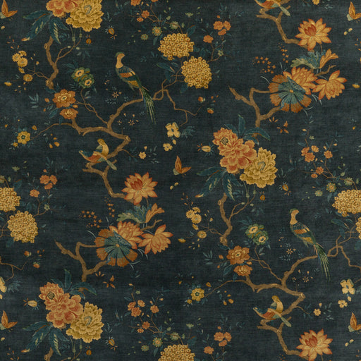 G P & J BAKER - ORIENTAL BIRD VELVET- TEAL - Fabric by the Yard TEAL