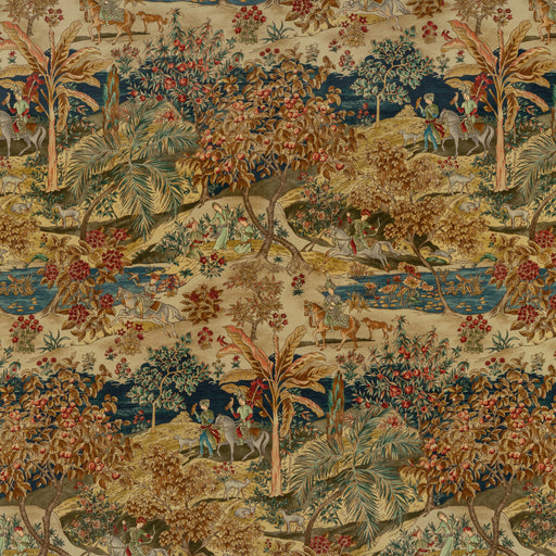 G P & J BAKER - RAMAYANA VELVET- INDIGO/RED - Fabric by the Yard INDIGO/RED