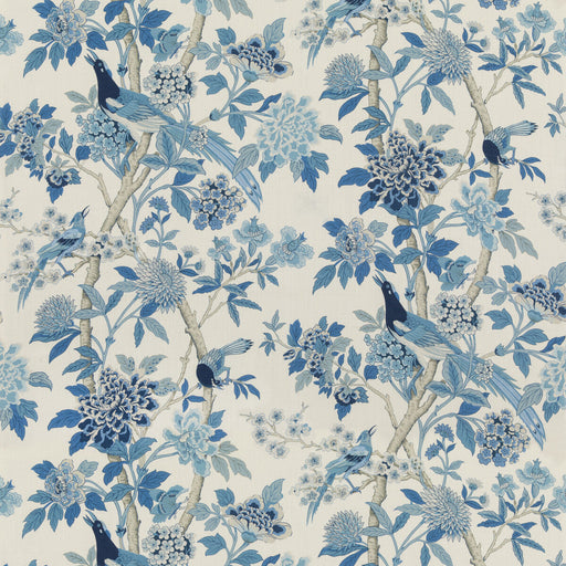 G P & J BAKER - HYDRANGEA BIRD (ARCHIVE)- BLUE - Fabric by the Yard BLUE