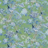 G P & J BAKER - HYDRANGEA BIRD (ARCHIVE)- EMERALD/BLUE - Fabric by the Yard