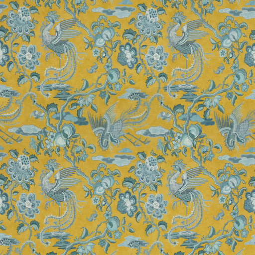 G P & J BAKER - CHIFU- OCHRE/BLUE - Fabric by the Yard OCHRE/BLUE