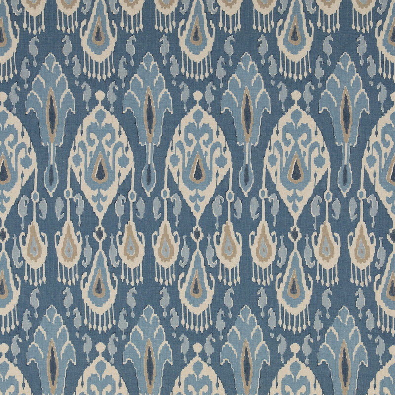 G P & J BAKER - IKAT BOKHARA- BLUE - Fabric by the Yard BLUE