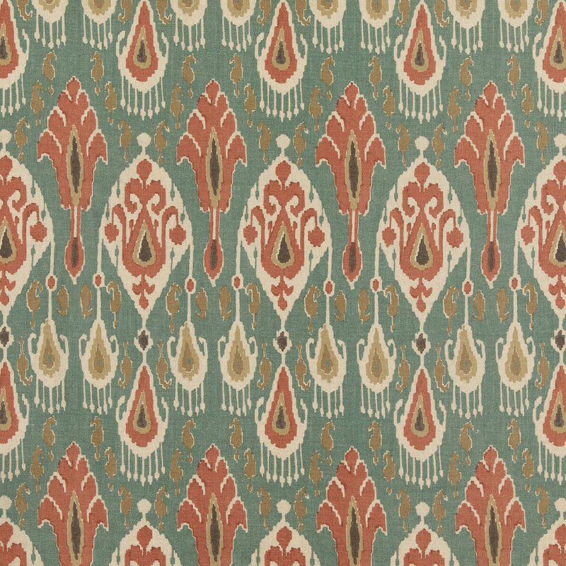 G P & J BAKER - IKAT BOKHARA- TEAL - Fabric by the Yard TEAL
