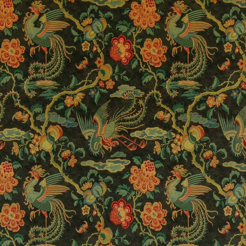 G P & J BAKER - CHIFU VELVET- CHARCOAL/MULTI - Fabric by the Yard CHARCOAL/MULTI