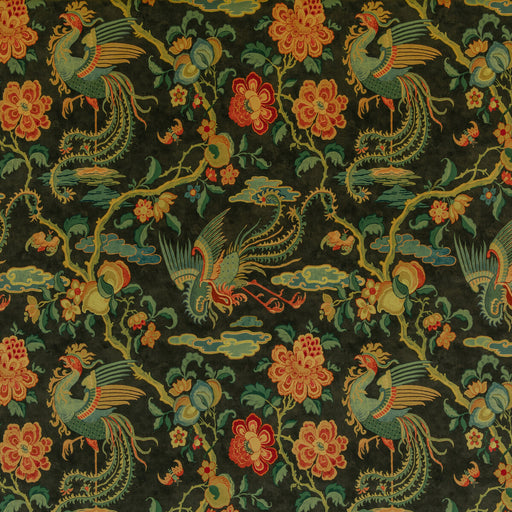 G P & J BAKER - CHIFU VELVET- CHARCOAL/MULTI - Fabric by the Yard CHARCOAL/MULTI