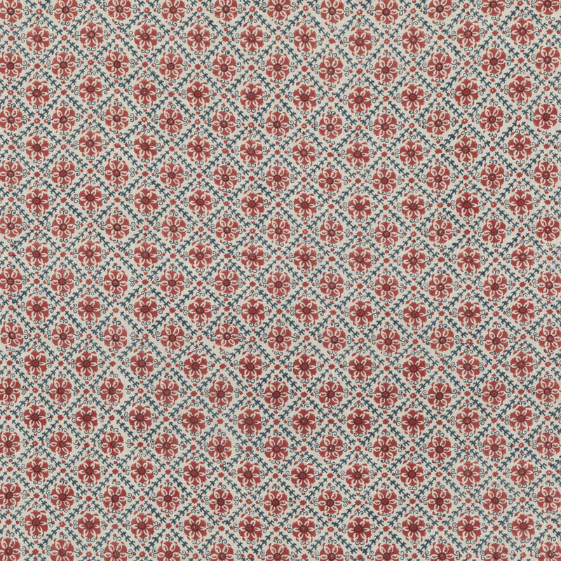 G P & J BAKER - CAMDEN TRELLIS- RED/ BLUE - Fabric by the Yard RED/ BLUE