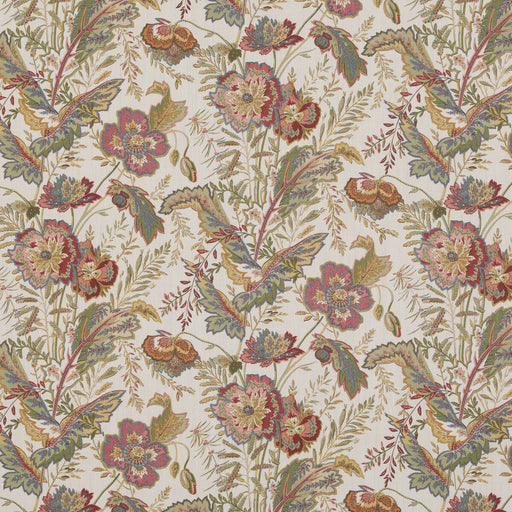 G P & J BAKER - INDIENNE FLOWER- EMERALD/RED - Fabric by the Yard EMERALD/RED