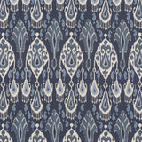 G P & J BAKER - IKAT BOKHARA LINEN- INDIGO - Fabric by the Yard