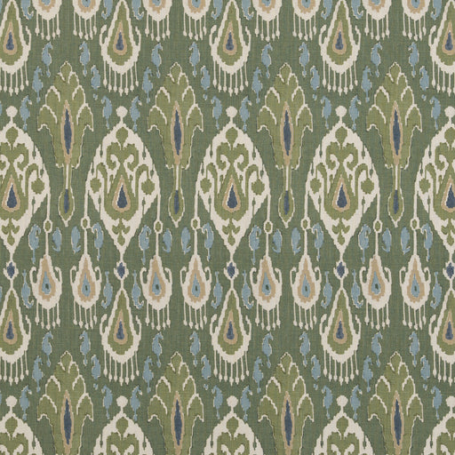 G P & J BAKER - IKAT BOKHARA LINEN- EMERALD - Fabric by the Yard EMERALD