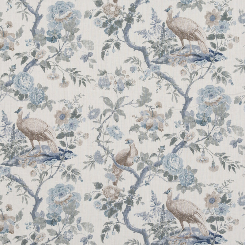 G P & J BAKER - BROUGHTON ROSE- BLUE - Fabric by the Yard BLUE