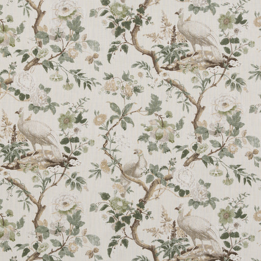 G P & J BAKER - BROUGHTON ROSE- GREEN - Fabric by the Yard GREEN