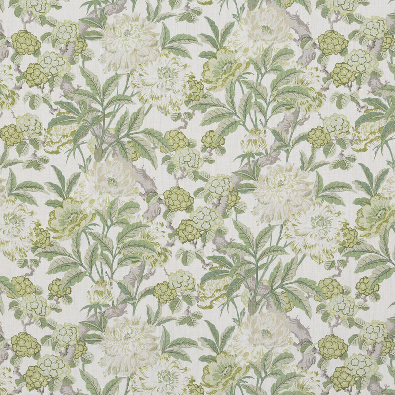 G P & J BAKER - SUMMER PEONY- GREEN - Fabric by the Yard GREEN