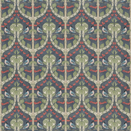 G P & J BAKER - BIRDS & CHERRIES COTTON- INDIGO - Fabric by the Yard INDIGO