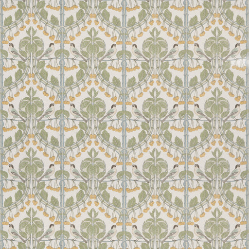 G P & J BAKER - BIRDS & CHERRIES COTTON- AQUA - Fabric by the Yard AQUA